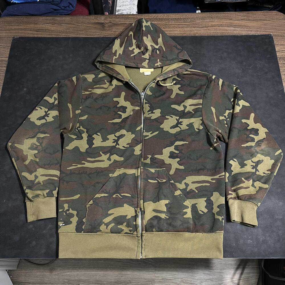 Vintage Camouflage Hoodie Thermal Lined 60s 1950s Sears Hercules Zip Camo Army